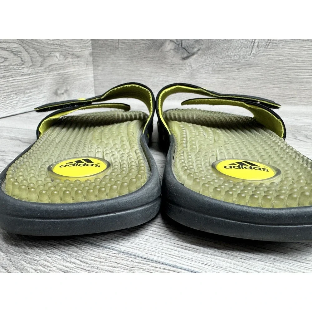 adidas Cushioned Slide Sandals Logo Accent Black Yellow Mens 7
